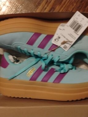 Adidas Aqua Blue & Purple Platform Sneakers
